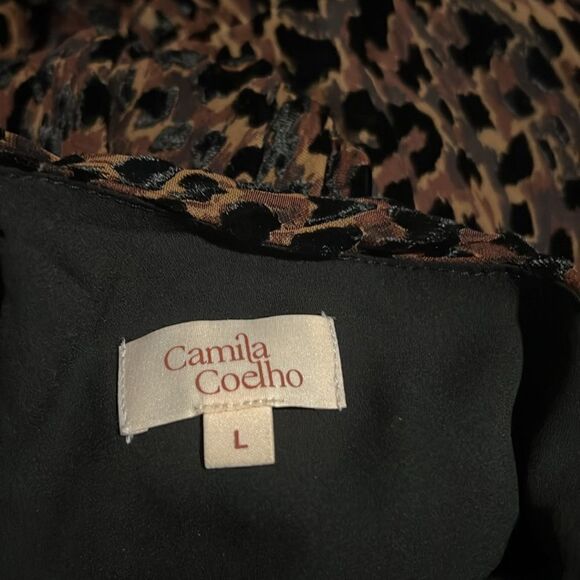 NWT Camila Coelho Pilar Brown Leopard Animal Print One Shoulder Mini Dress Sz L - Picture 5 of 6